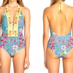Johnny Was Seaton multi-color Floral one-piece Swimsuit size 2x